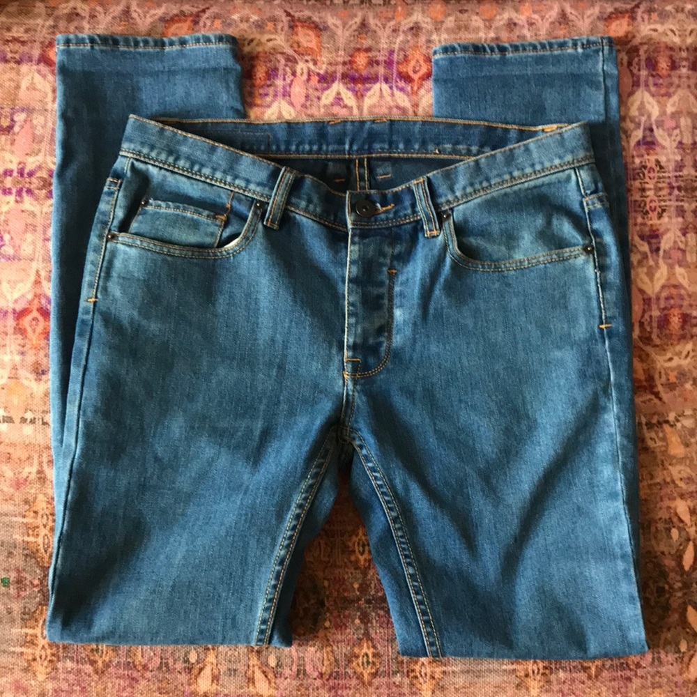 Matix denim slim straight leg jeans waist 17”, inseam 30”, length 40”, r…